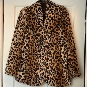Karen Kane Leopard Print Faux Fur Jacket